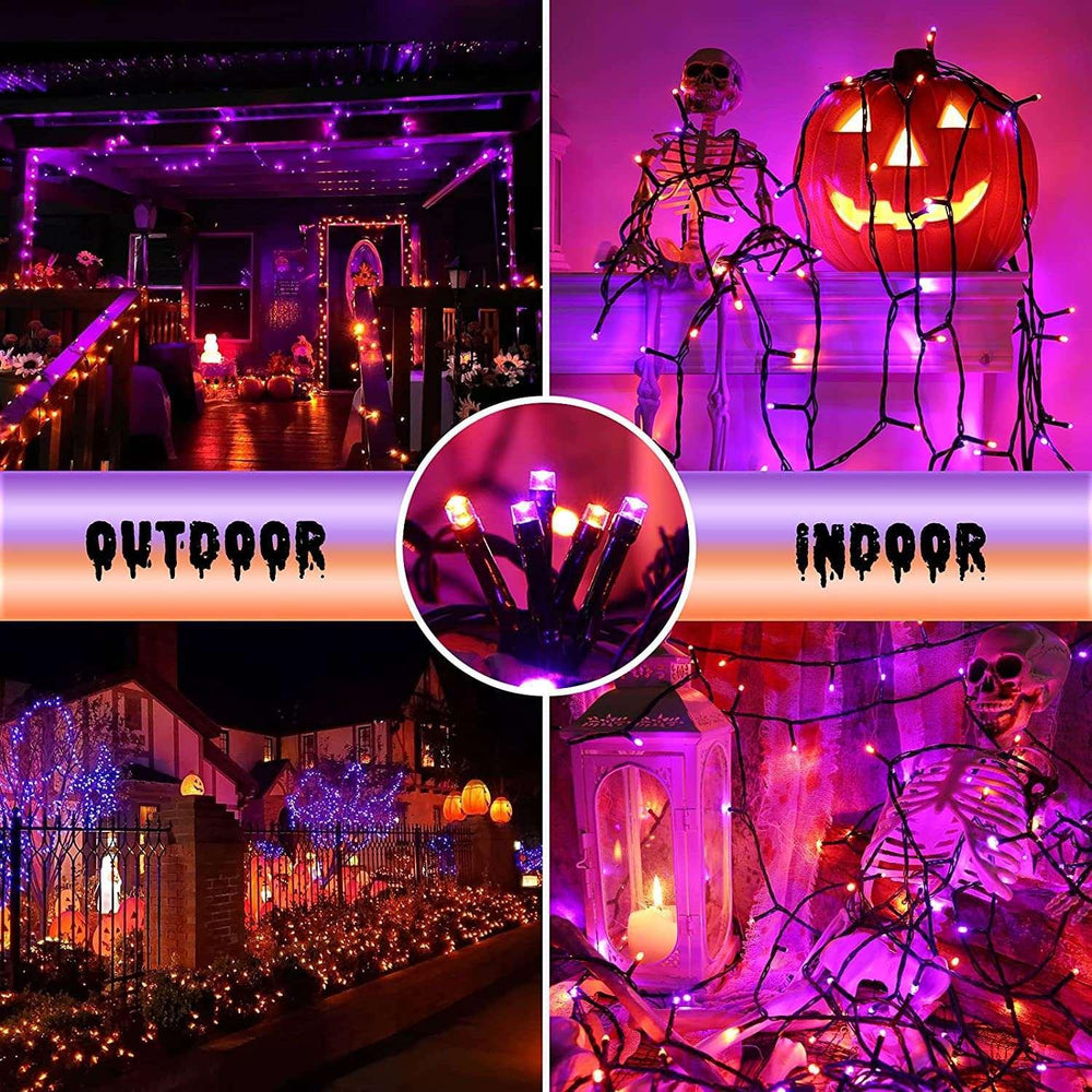 Toodour Orange & Purple Halloween Lights, 82ft 200 LED Plug in Halloween String Lights with 8 Modes, Memory & Timer Function, Connectable Halloween Outdoor Lights for Home, Garden, Halloween Decor - USA MEGA SHOP