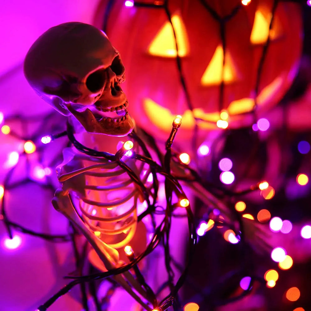 Toodour Orange & Purple Halloween Lights, 82ft 200 LED Plug in Halloween String Lights with 8 Modes, Memory & Timer Function, Connectable Halloween Outdoor Lights for Home, Garden, Halloween Decor - USA MEGA SHOP