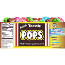 Assorted Tootsie Pops candy box with Fun Flavor assortment label