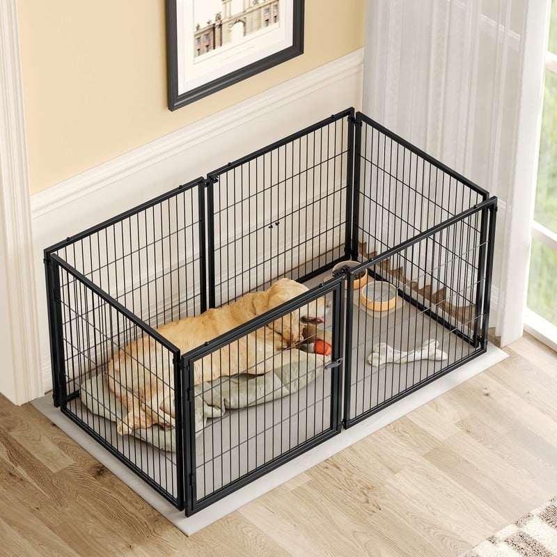 Large Dog Cage 48" Dog Kennel for Medium Dogs Puppy Dog Playpen with Top, Pet Cage, Indoor, Black.48"L x 26.3"W x 23.8"H.