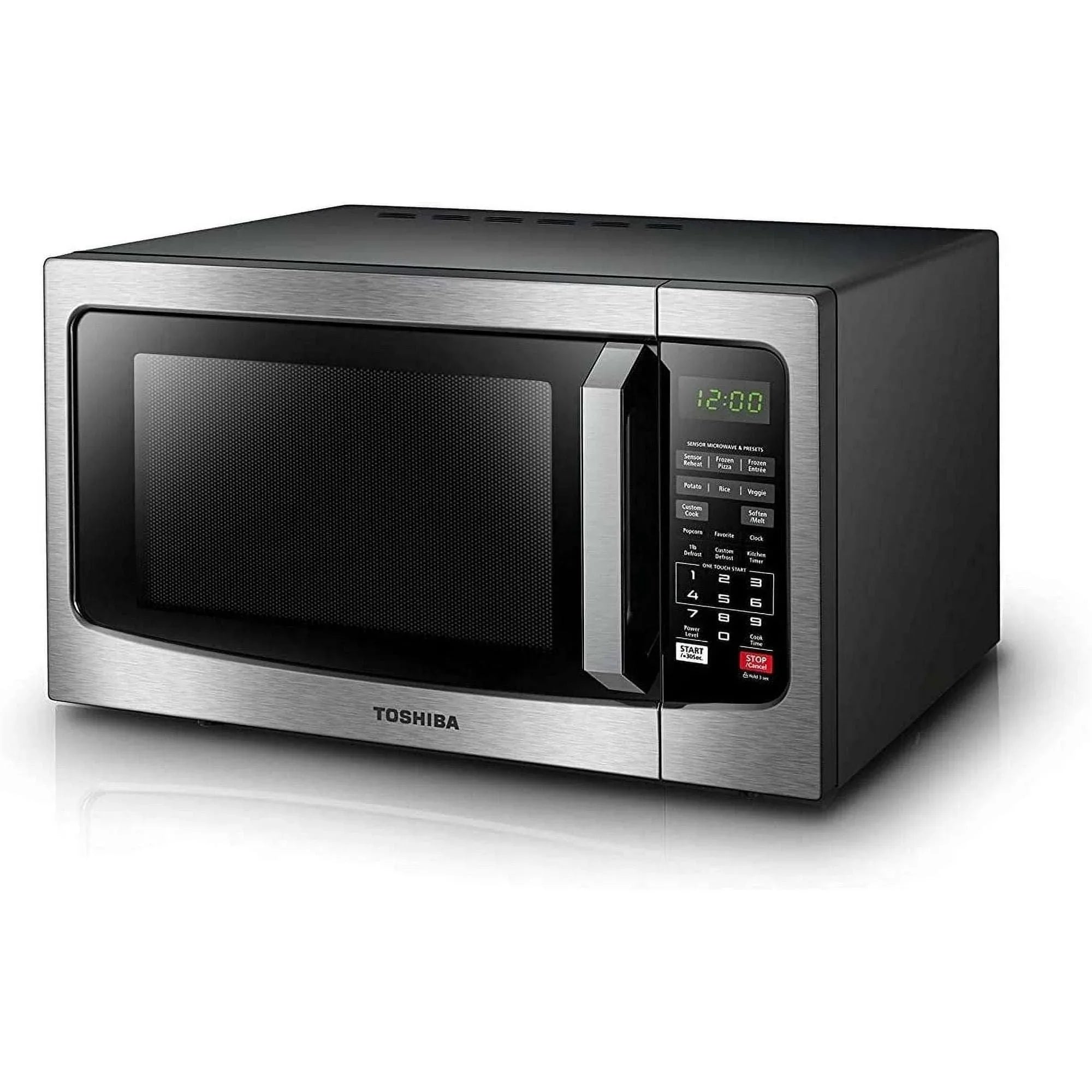 Toshiba Countertop Microwave Oven, 1.2 Cu Ft, 1,100 Watts, Smart Sensor, Mute Function, Stainless Steel - USA MEGA SHOP