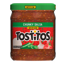 Tostitos chunky salsa jar, medium, with green lid and green label