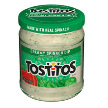 Tostitos creamy spinach dip jar with green lid
