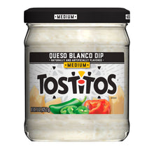 Queso blanco dip jar, medium, white cheese dip in clear glass container