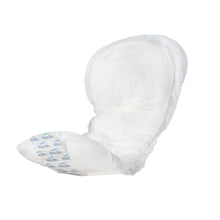 Contoured female incontinence pad with rounded absorbent core, white