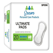 Incontinence pad box, Ultimate contoured pads SP1596, 20 count