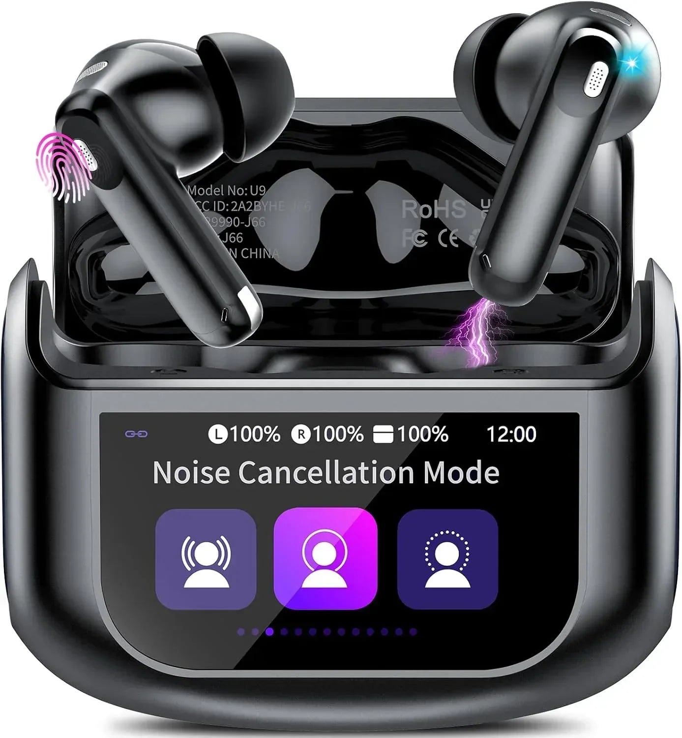 Touch Screen Wireless Earbuds, Bluetooth 5.4 Ear Buds with Multifunctional with ENC Noise Cancelling MicClear Calls Earphones, 48H Bass Stereo Headphones, IP7 Waterproof Headphones for Workout