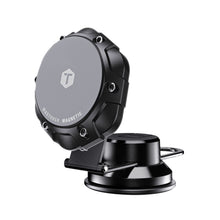Magnetic car phone mount with round head and swivel base on a stand
