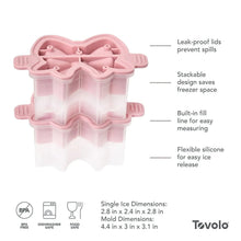 Pink silicone bow ice mold with flexible cavities and stackable design