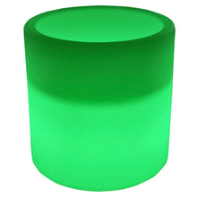 Green rechargeable LED beverage tub with smooth cylindrical body and flat top