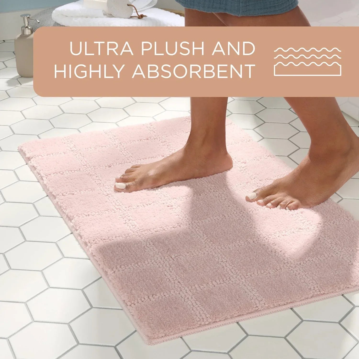 Town & Country Everyday Ultra Plush Solid Tufted Windowpane Bath Mat 20"x32"