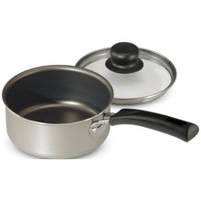 Tramontina covered non-stick saucepan with glass lid and black handle, 2 qt