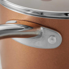 Nonstick pot side handle bracket and copper interior edge