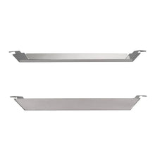 Two stainless steel roasting grill pans with low sides, flat rectangular grilling surface