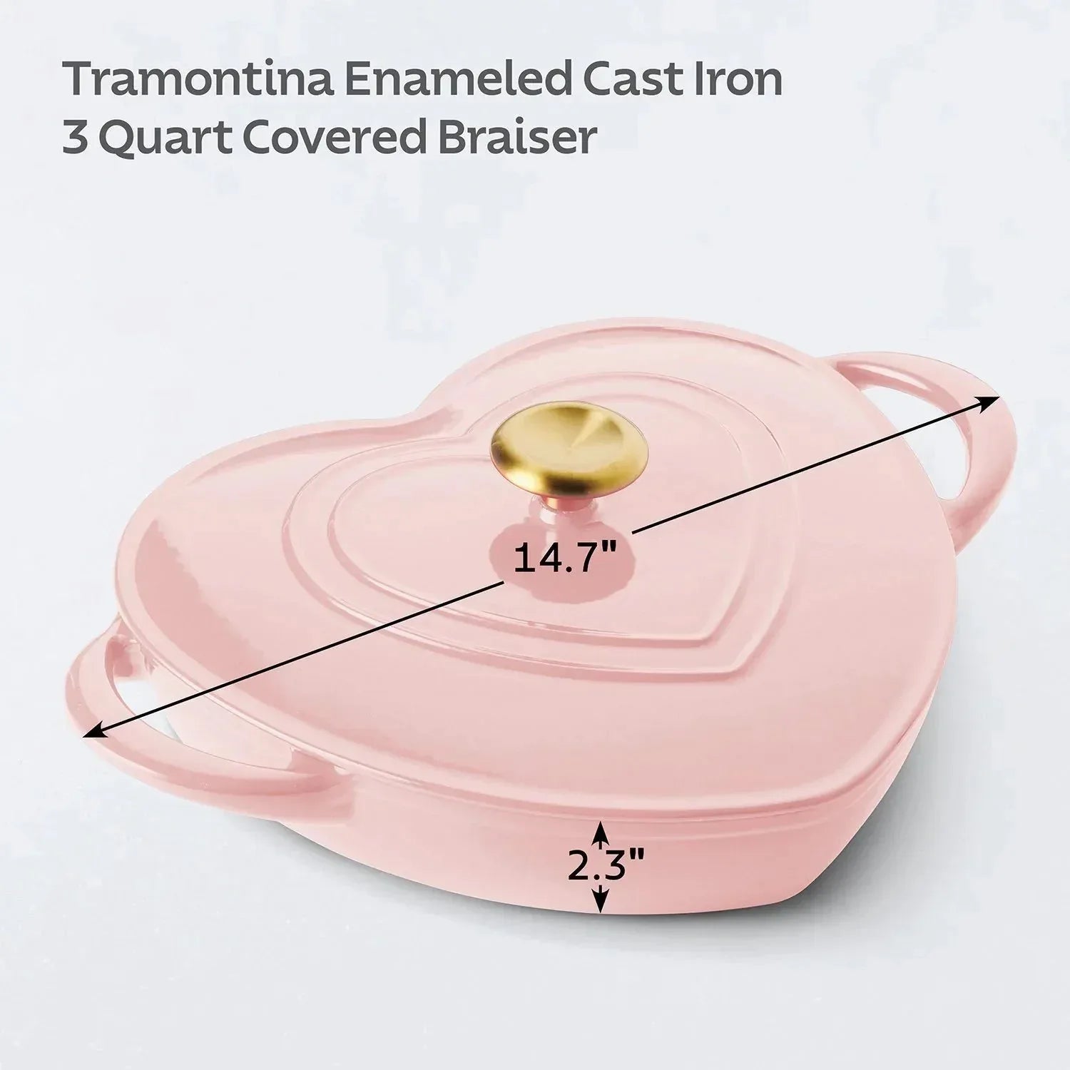 Tramontina 3-Quart Heart Shape Enameled Cast Iron Dutch Oven (Shallow, Oven Safe) - USA MEGA SHOP