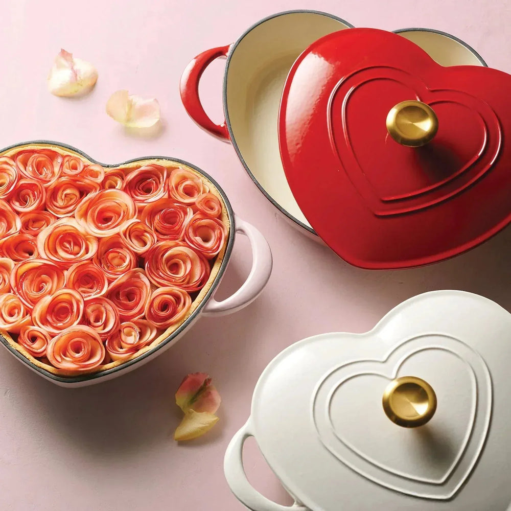 Tramontina 3-Quart Heart Shape Enameled Cast Iron Dutch Oven (Shallow, Oven Safe) - USA MEGA SHOP