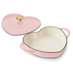 Tramontina 3-Quart Heart Shape Enameled Cast Iron Dutch Oven (Shallow, Oven Safe) - USA MEGA SHOP