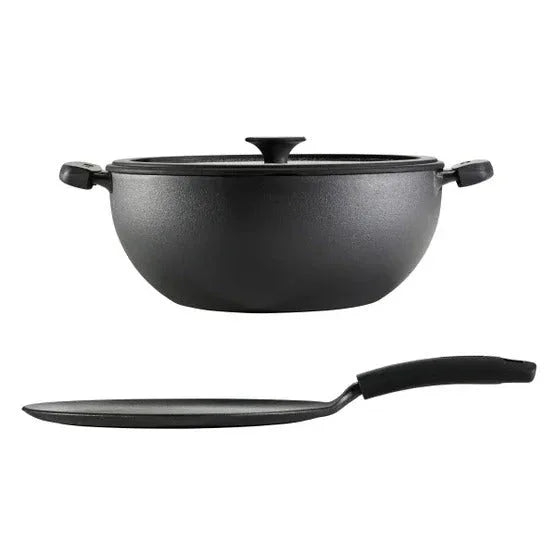 Tramontina 3-piece Cast Iron 7-quart Deep Kadai & Flat Tawa Cookware Set - USA MEGA SHOP