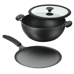 Tramontina 3-piece Cast Iron 7-quart Deep Kadai & Flat Tawa Cookware Set - USA MEGA SHOP