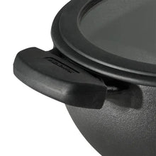 Cast iron lid handle with knurled grip and central mounting base