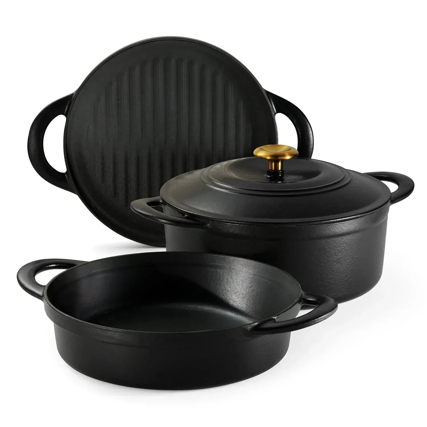 Tramontina 4-Piece Stackable Enamel Cast Iron Cookware Set (Choose Color)