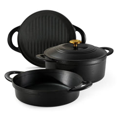 Tramontina 4-Piece Stackable Enamel Cast Iron Cookware Set (Choose Color)