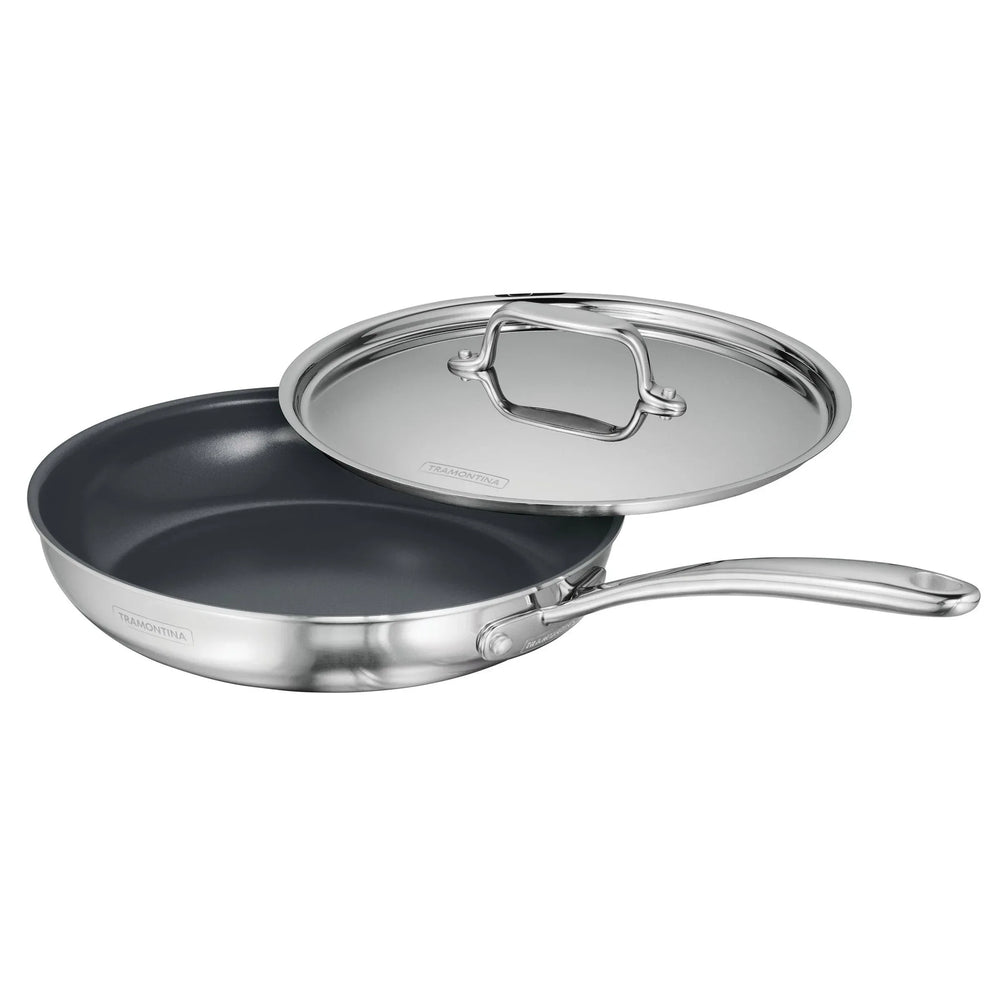 Tramontina 4-piece Stainless Steel Fry Pan Set with Ceramic Nonstick Interior and Lids - USA MEGA SHOP