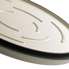 White enameled Dutch oven lid with vented embossed pattern