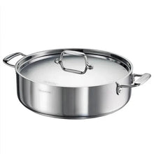 Stainless covered casserole with lid and side handles