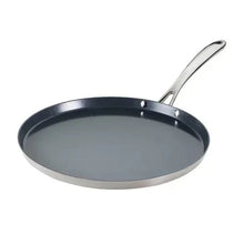Nonstick frying pan with long handle and dark cooking surface
