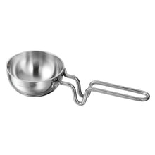 Stainless small saucepan with long handle and loop side handle