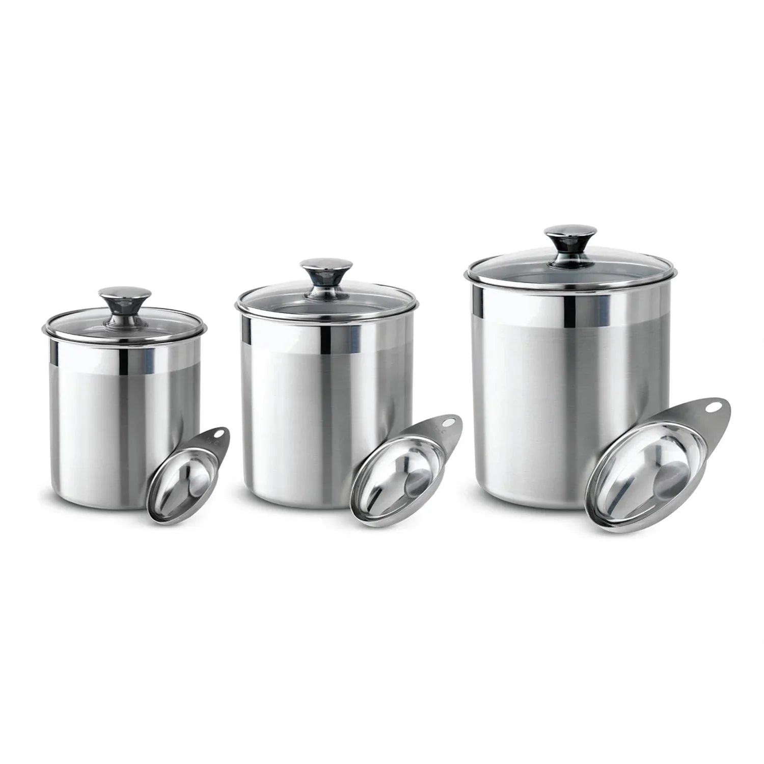 Tramontina 6 Pc Stainless Steel Covered Canister Set with Measuring Scoops - USA MEGA SHOP