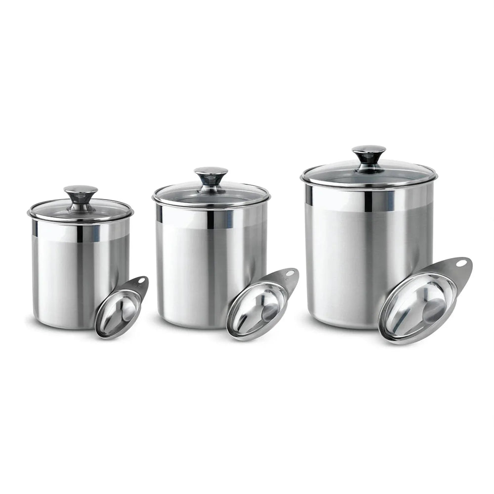 Tramontina 6 Pc Stainless Steel Covered Canister Set with Measuring Scoops - USA MEGA SHOP