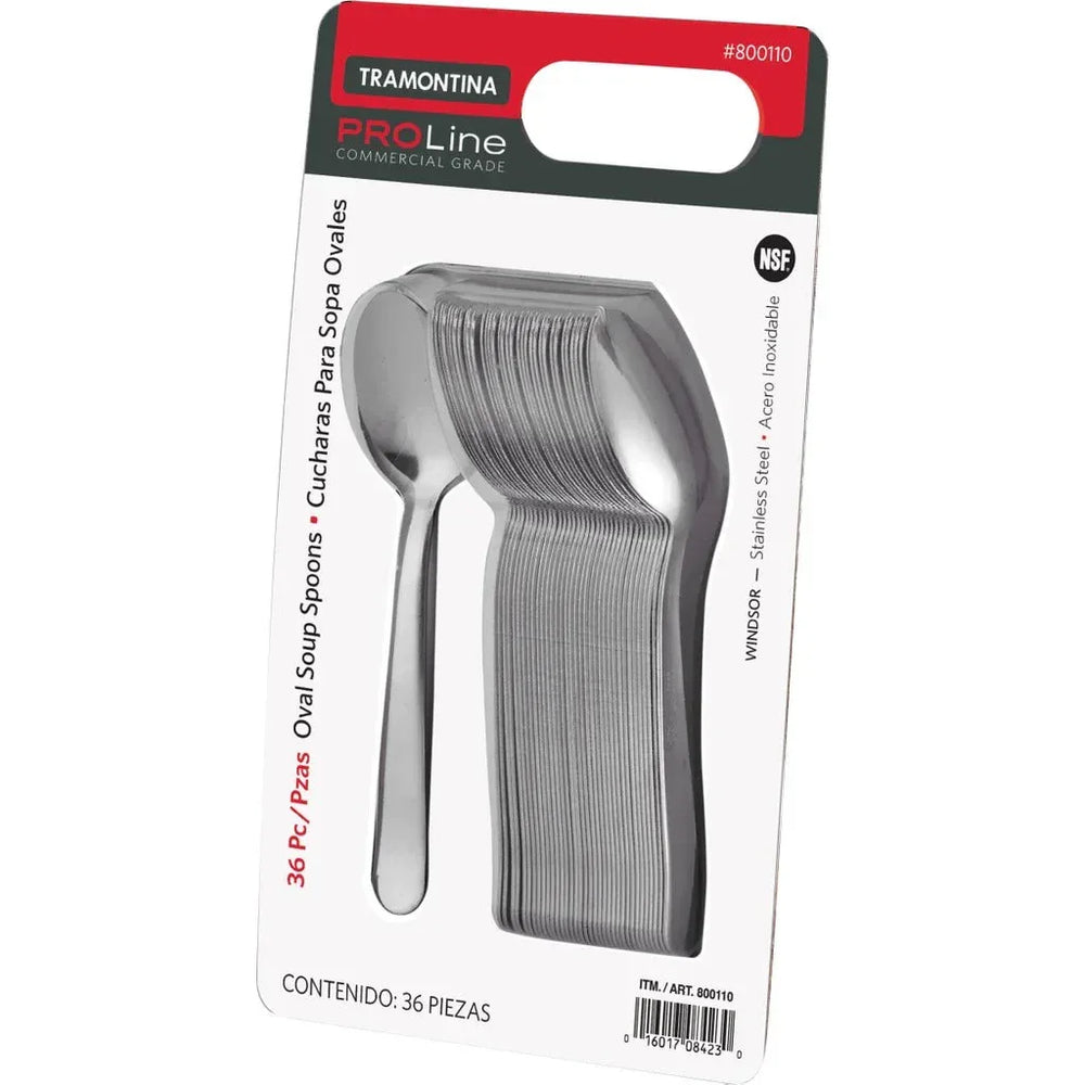 Tramontina ProLine Windsor Oval Soup Spoon, Stainless Steel, 36-count - USA MEGA SHOP