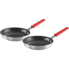 8-inch nonstick restaurant fry pan set, two aluminum pans with red handles