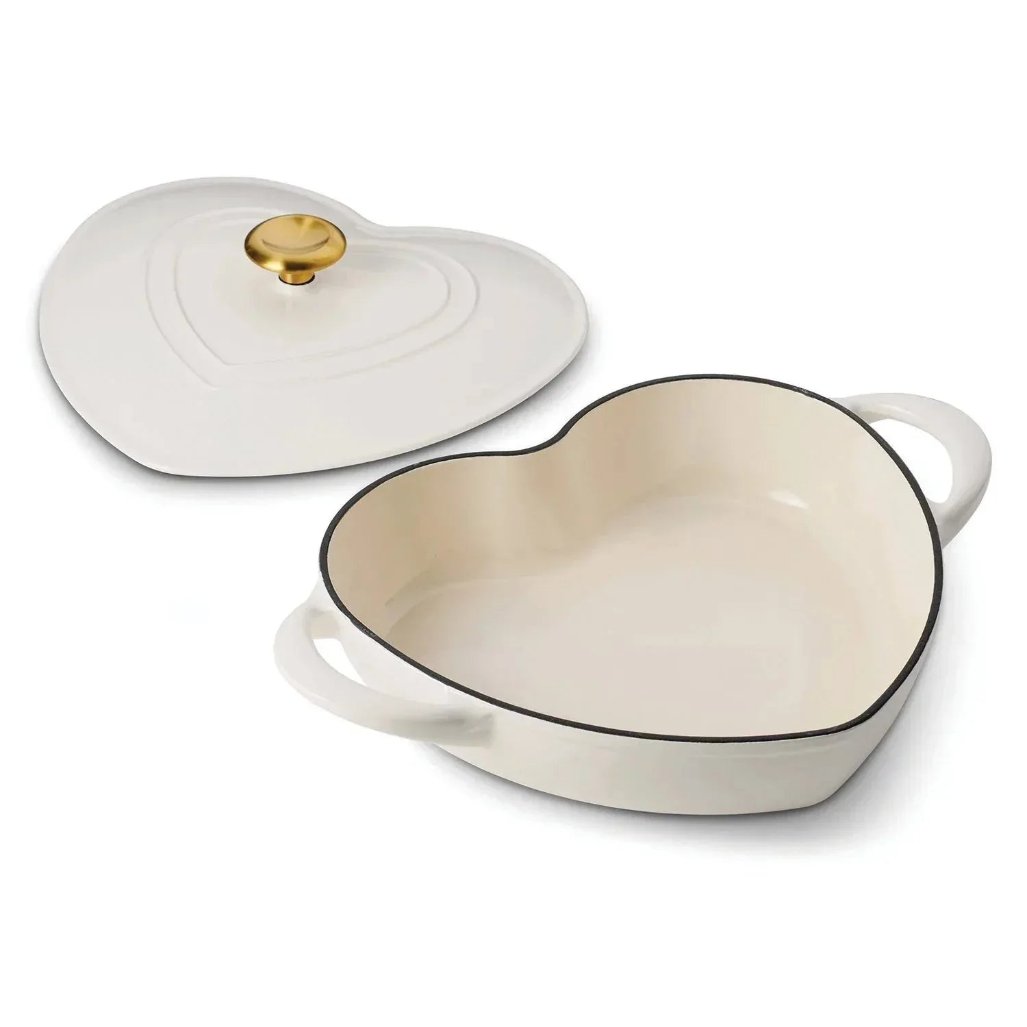 Tramontina 3-Quart Heart Shape Enameled Cast Iron Dutch Oven (Shallow, Oven Safe) - USA MEGA SHOP