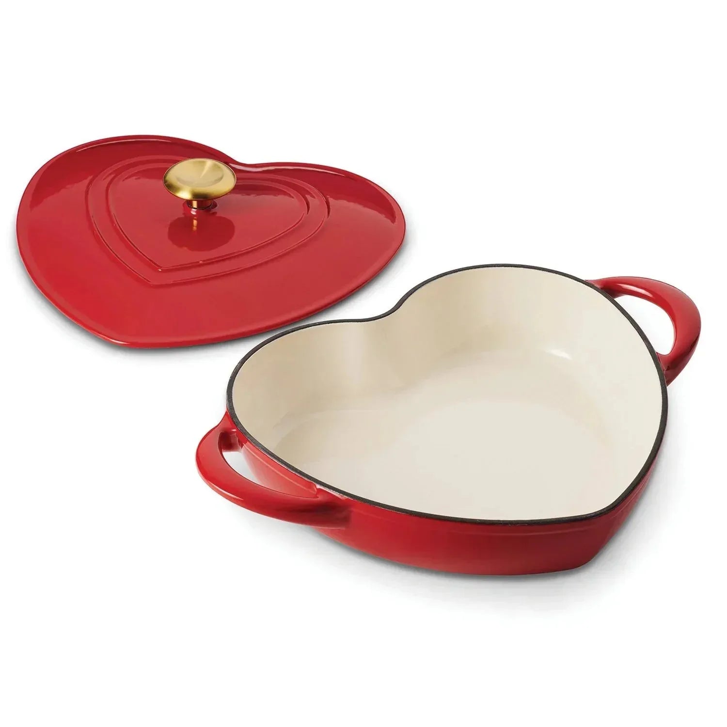 Tramontina 3-Quart Heart Shape Enameled Cast Iron Dutch Oven (Shallow, Oven Safe) - USA MEGA SHOP