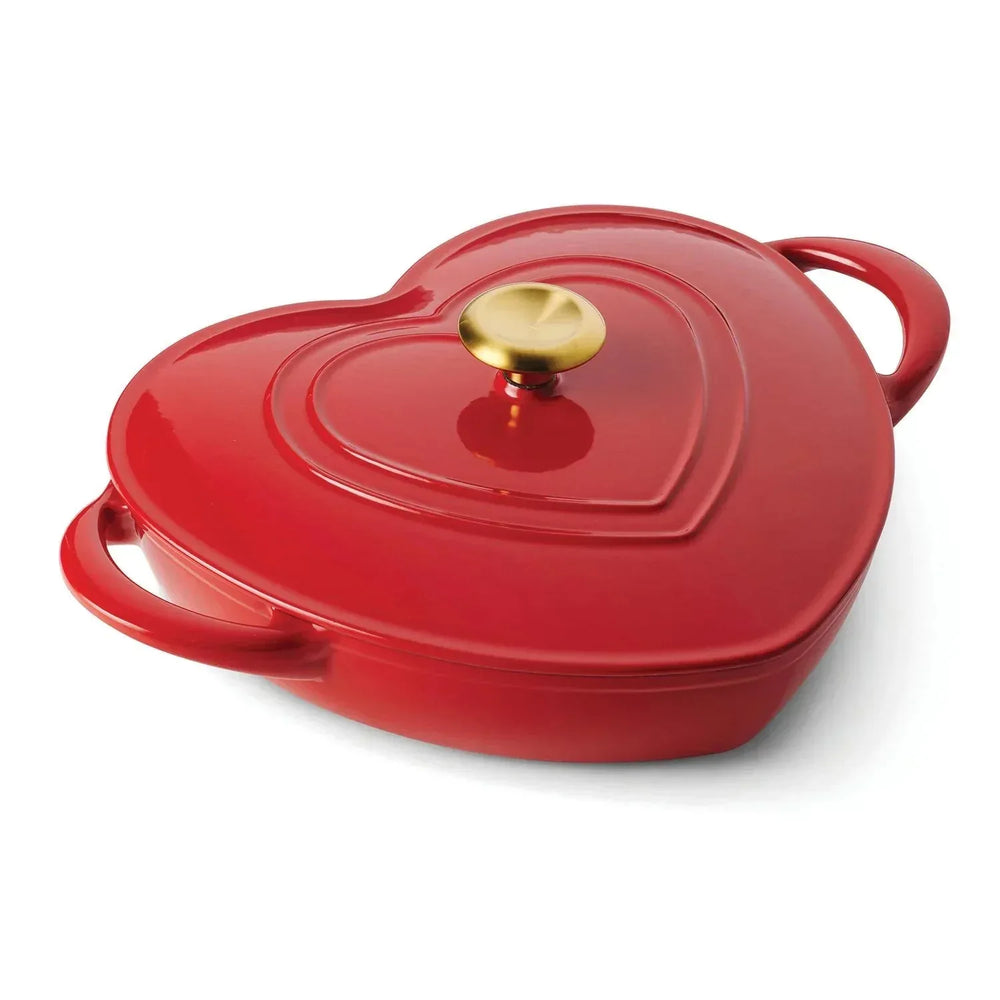 Tramontina 3-Quart Heart Shape Enameled Cast Iron Dutch Oven (Shallow, Oven Safe) - USA MEGA SHOP