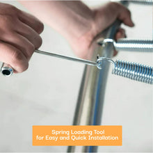 Trampoline spring loading tool near coil springs for easy installation