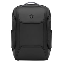 Black laptop backpack with top handle and rear panel padding.