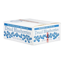 Dried blueberries box with blue berry print, Traverse Bay Fruit Co., 4 lb