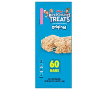 Rice Krispies Treats Original bar box side with 60 bars and crispy marshmallow square