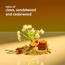 Aromatic fragrance ingredients for moisturizing shave oil: clove, sandalwood, cedarwood