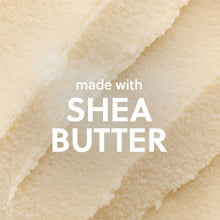 Moisturizing shave oil label text: made with SHEA BUTTER