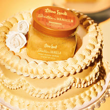 Tree Hut Golden Vanilla shea sugar scrub jars on decorative shell tray