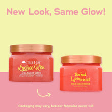 Lychee Kiss shea sugar scrub set, two red jars with bronze lids