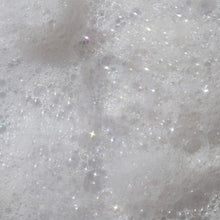 Close-up of white foamy bubbles covering a skin surface