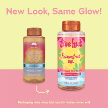Foaming gel body wash bottles with orange caps, Passionfruit Sol front views