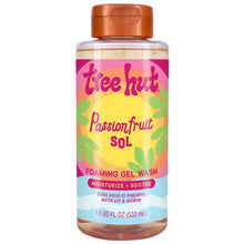 Foaming gel body wash bottle with orange cap, Passionfruit Sol label