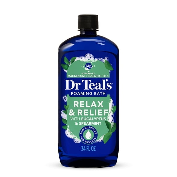 Tree Hut Shea Sugar Scrub Moroccan Rose & Dr Teal's Relax & Relief Foaming Bubble Bath with Pure Epsom Salt, Eucalyptus & Spearmint, 34 fl.oz. Bundle